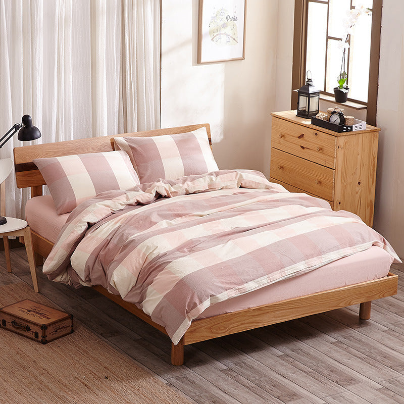Pure cotton four-piece bed sheet set by My Store in a soft, neutral design
