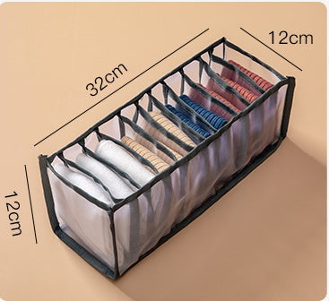 Non-woven fabric underwear storage box with divided compartments, compact organizer design