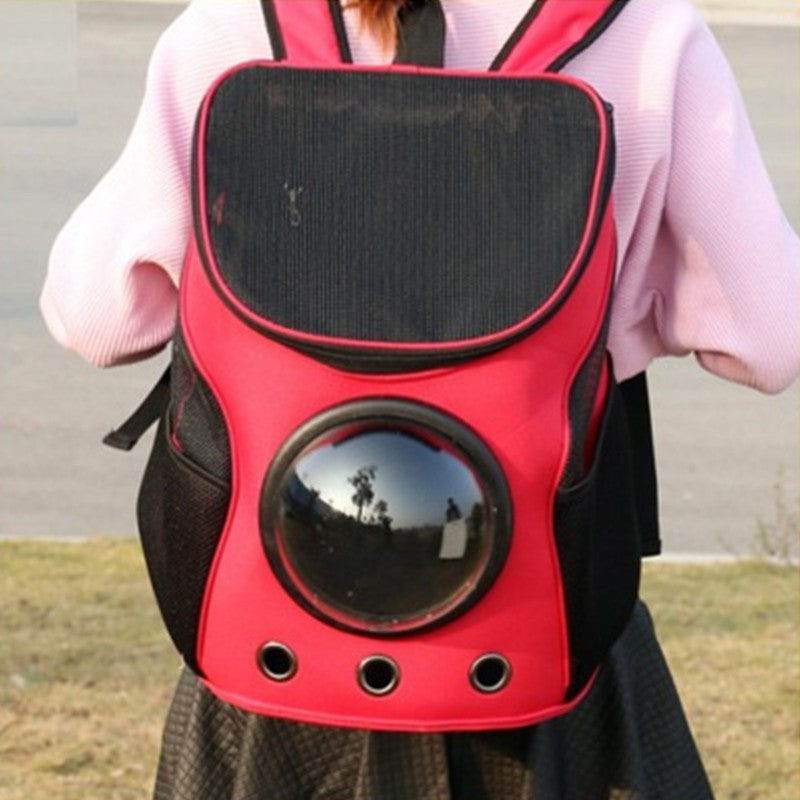 Cat&Dog astronaut capsule backpack with clear bubble window and padded shoulder straps