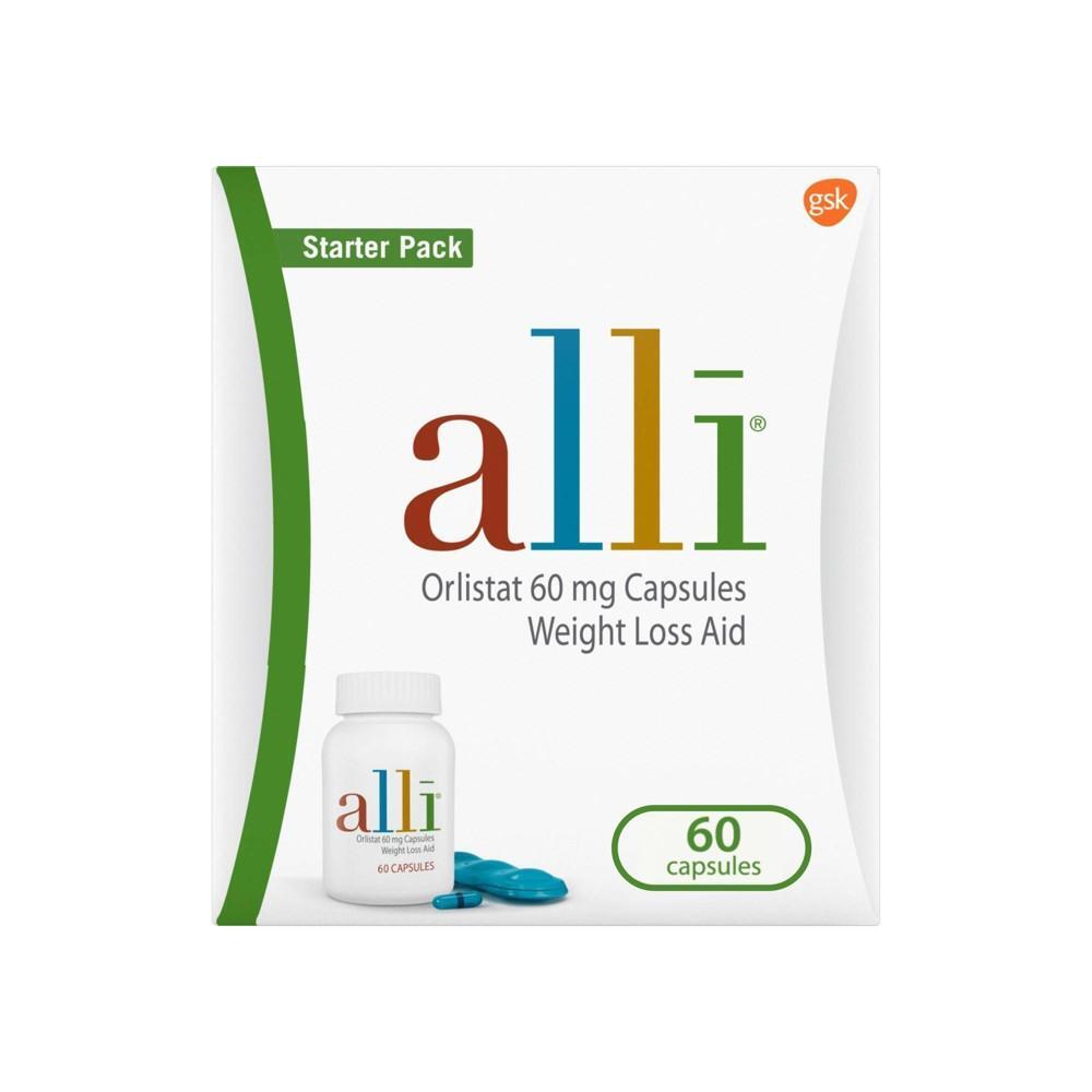 Alli Orlistat 60mg weight loss aid starter kit capsules, 60 count, dietary supplement from Pasteur Pharmacy