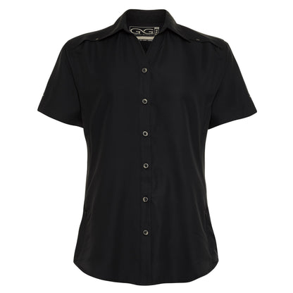 GameGuard Caviar Ladies' MicroFiber Shirt featuring a sleek, fitted design in a neutral color, perfect for stylish casual wear.