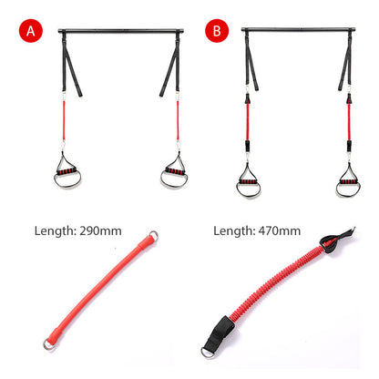 Body workout trainer bar with resistance bands and rubber buckles for full-body exercise