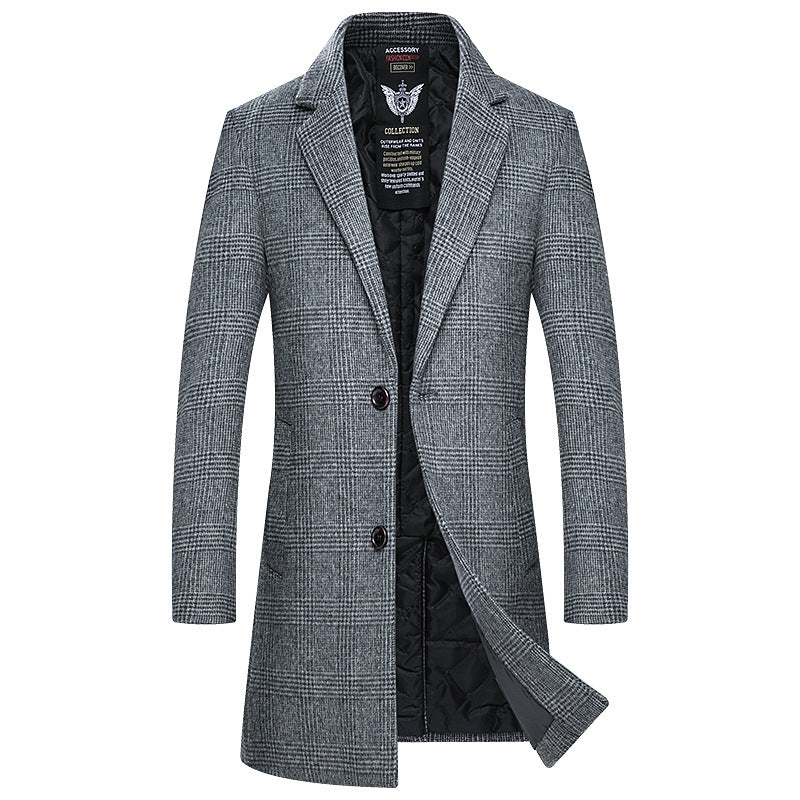 Thick wool winter overcoat from BACKUPMYFILESNOW® featuring a classic design and warm, cozy fabric for cold weather.