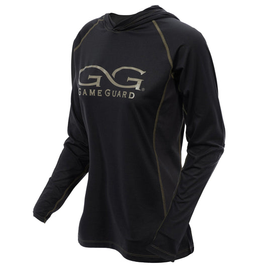 Caviar Ladies' Performance Hoody by GameGuard, shown in side view with athletic fit and soft fabric for active wear.