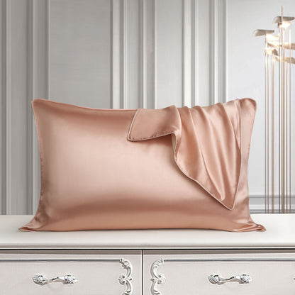Pure silk pillowcase in a smooth natural silk fabric close-up
