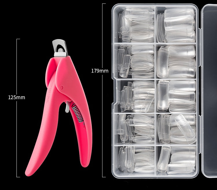 500 French nails in a classic French manicure style, displayed together