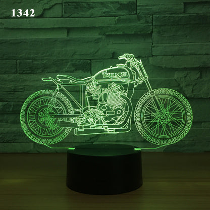 Motorcycle LED desk lamp with detailed bike design and bright accent lighting