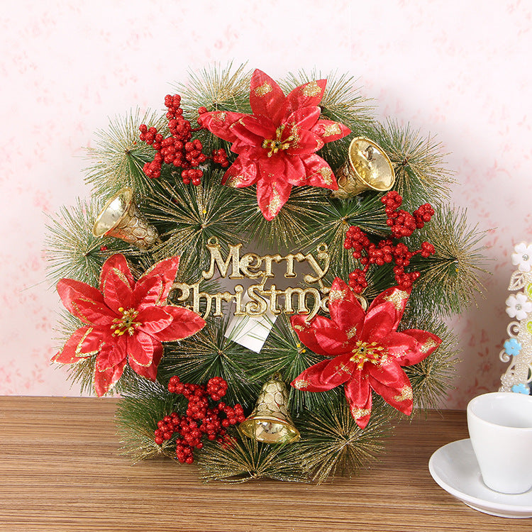 Christmas wreath clover wreath made of natural pine with frosted greenery for festive decoration