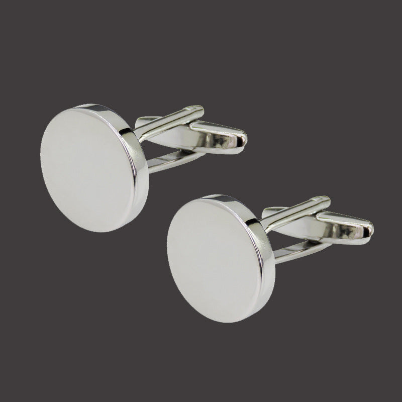 Copper black and golden silver laser metal cufflinks with geometric engraved design