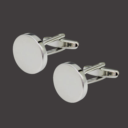 Copper black and golden silver laser metal cufflinks with geometric engraved design