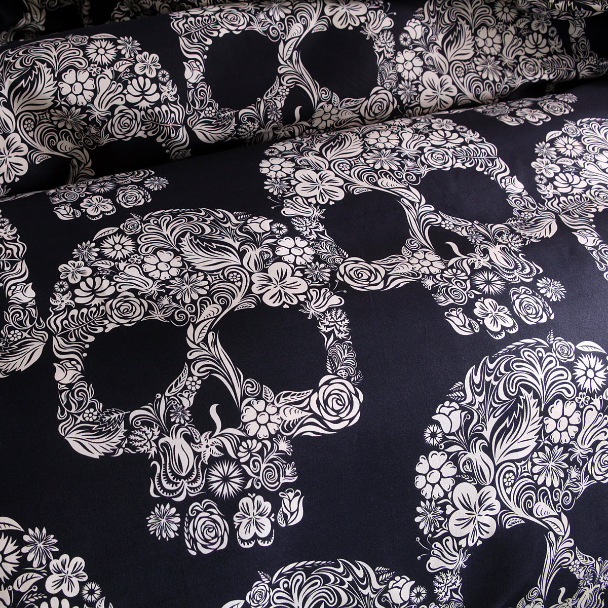 Skull home textiles set quilt cover with bold skull pattern in black and white, My Store brand