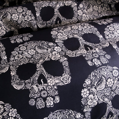 Skull home textiles set quilt cover with bold skull pattern in black and white, My Store brand