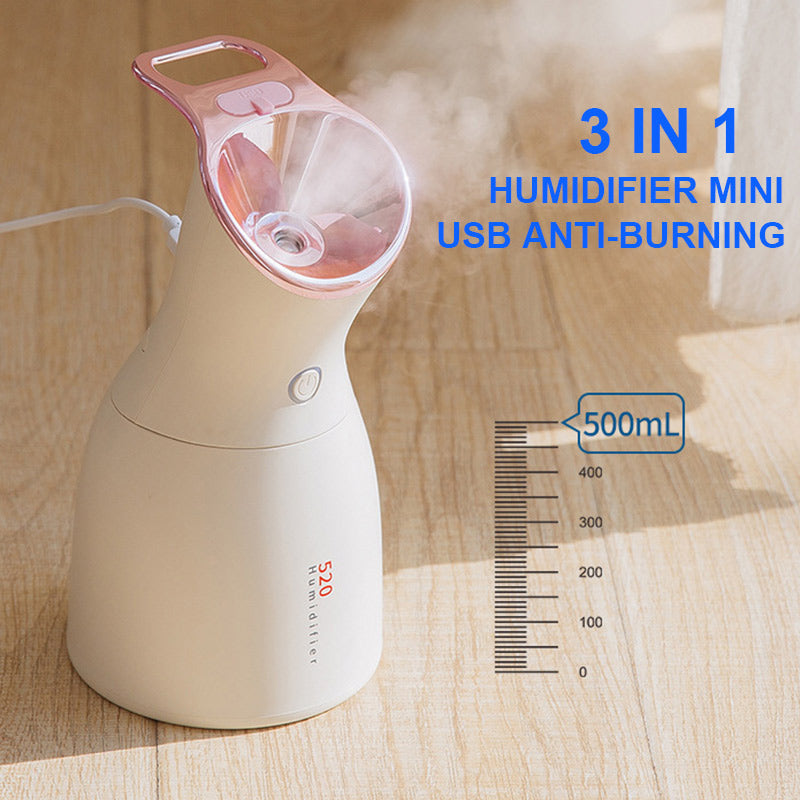 Three-in-one purple light disinfection lamp humidifier in a compact white design