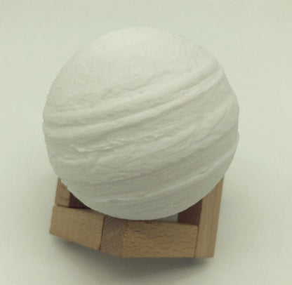Double color touch 3D printed Earth Jupiter lamp with detailed planetary surface and touch control base