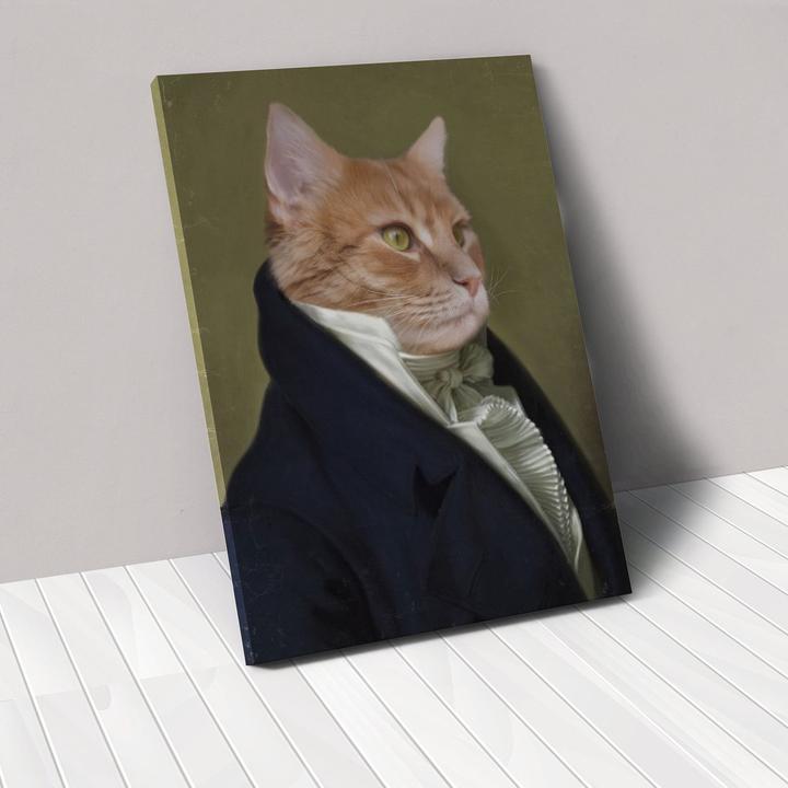 Personalized pet canvas portrait featuring a custom pet image in artistic style