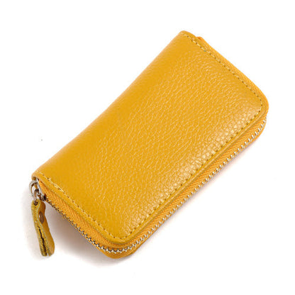 Leather men's card holder and car key case in black with compact pocket design