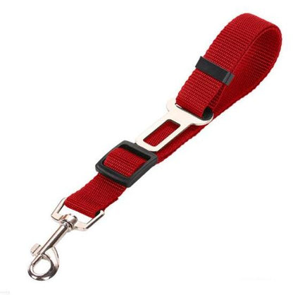 Pet car seat belt leash for dogs, adjustable safety restraint in black with secure clip