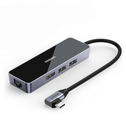 Multi-function Gigabit network card converter with USB 3.0 branch extender adapter, black design