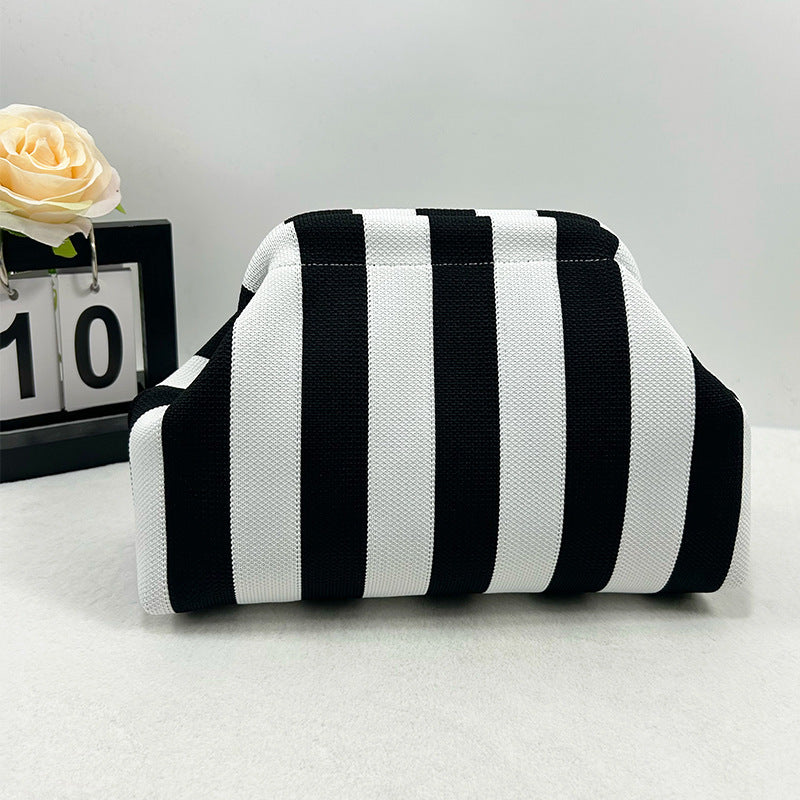 Women's knitted striped clutch bag in woven fabric design by My Store