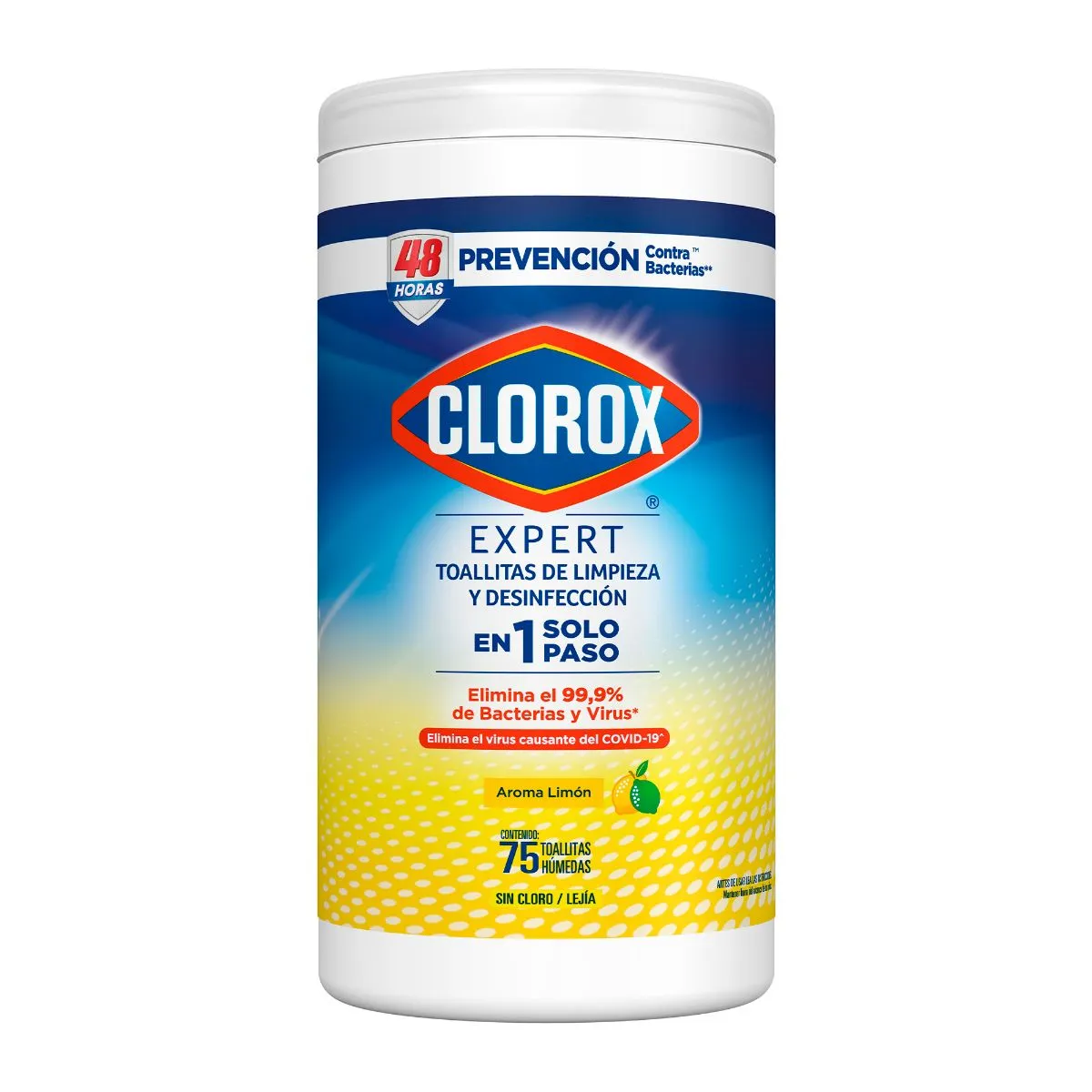Saxophone care and cleaning supplies featuring Clorox disinfecting wipes with lemon scent in white canisters, 75 wipes per canister.