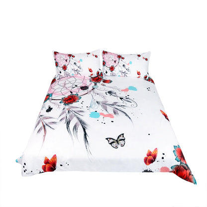Flying dream catcher four-piece home textile set with decorative feather design and soft fabric bedding pieces