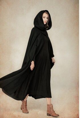 Four-color hooded tie shawl with a draped design and adjustable front ties
