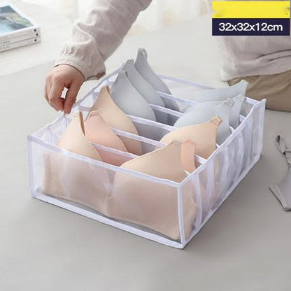 Non-woven fabric underwear storage box organizer in neutral color with compartmented design