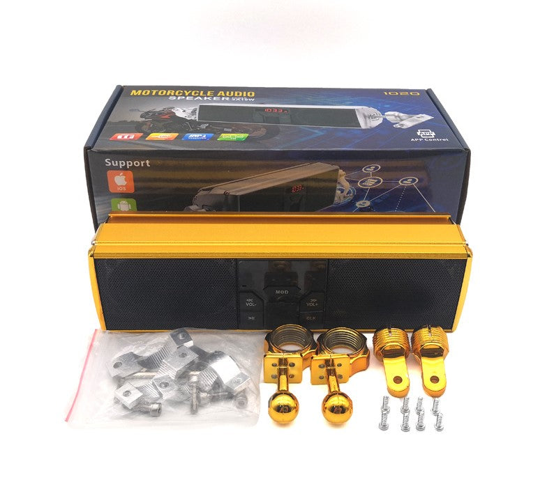 Waterproof motorcycle Bluetooth speakers by My Store, compact black audio units for motorcycle handlebars