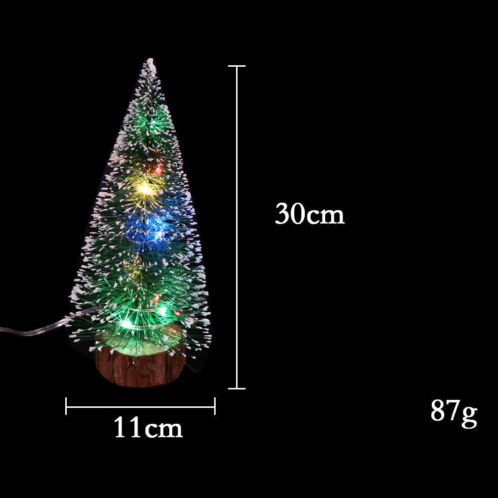 Mini Christmas tree with Christmas decorations and LED lights by My Store
