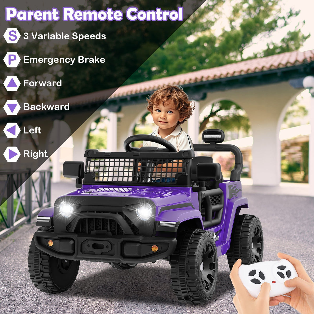 Children's 12V ride-on truck by GBruno Store, battery-powered electric vehicle with realistic truck design for kids.