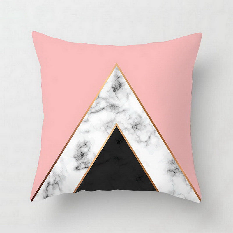 Pink geometric abstract decorative pillow case with modern pattern公众号天天中彩票