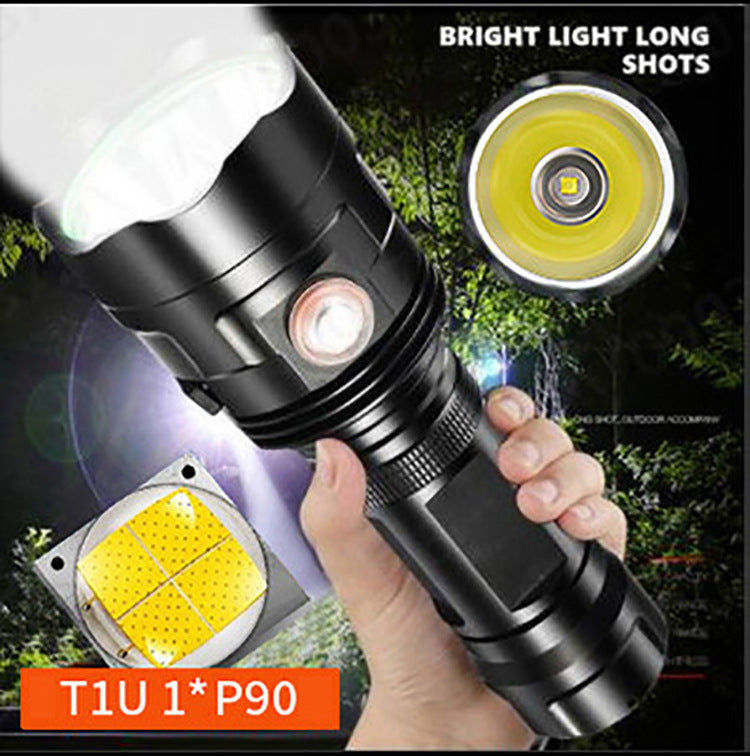 XHP90 XHP50 powerful LED tactical flashlight torch with rugged black design