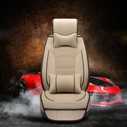 Car seat cushion cover viewed from above, showing its fitted shape and fabric texture