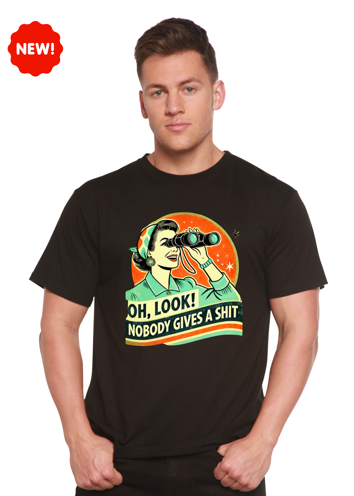 Unisex retro bamboo cotton graphic T-shirt for women and men, with humorous print, by Spun Bamboo.