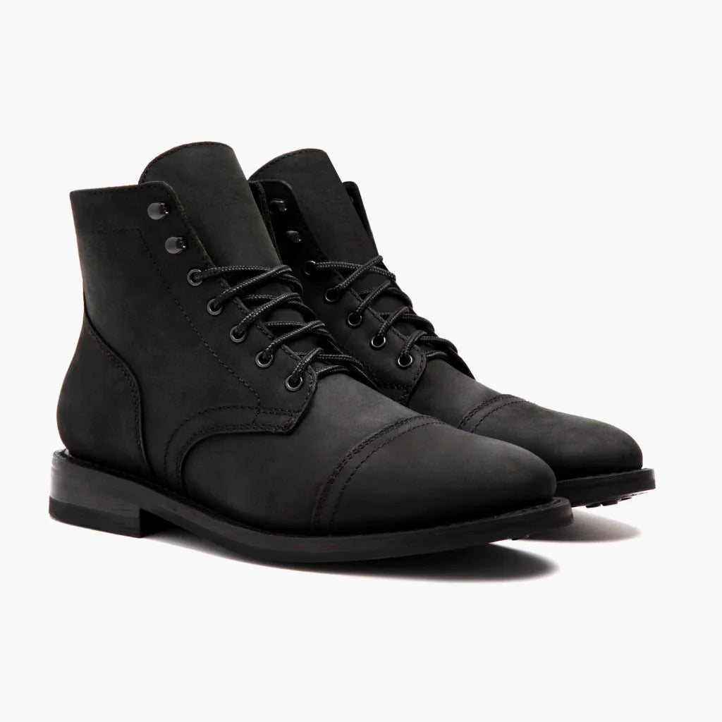 Men's retro round-toe work boots in a classic rugged design, side view