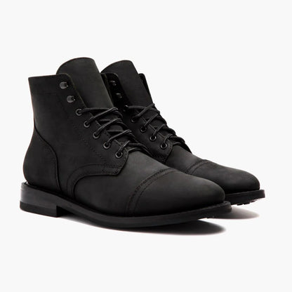 Men's retro round-toe work boots in a classic rugged design, side view