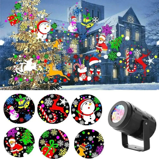 Christmas snowflake projector light with rotating LED Xmas patterns for outdoor garden holiday decor