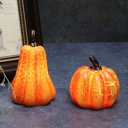 Halloween pumpkin lantern with glowing LED candle light and resin pumpkin design