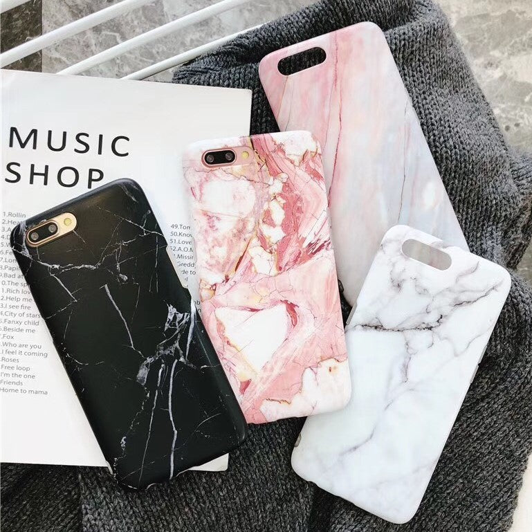 Marble silicone phone case compatible with Apple iPhone 7, 8 Plus, X, XR, XS, 6, 6S, and Max models