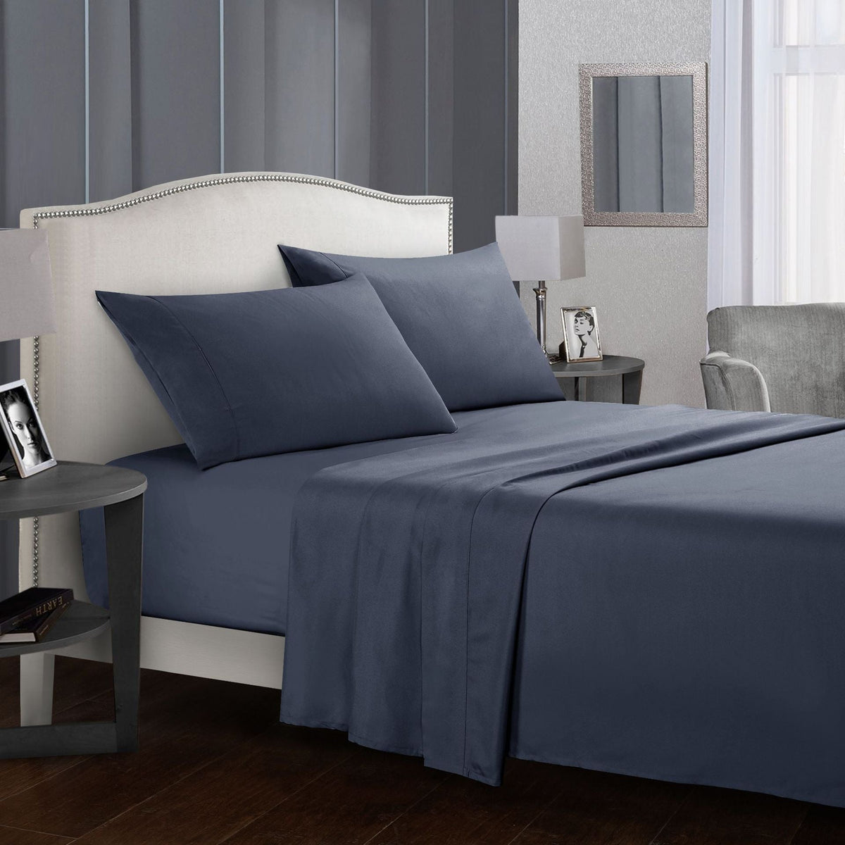 Four-piece bed sheet set by My Store with fitted sheet, flat sheet, and pillowcases in a coordinated design