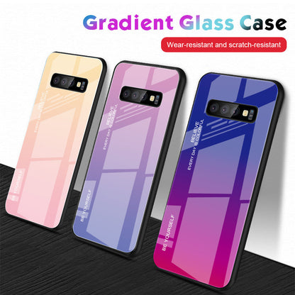 Gradient glass phone case with smooth color transition and glossy transparent finish
