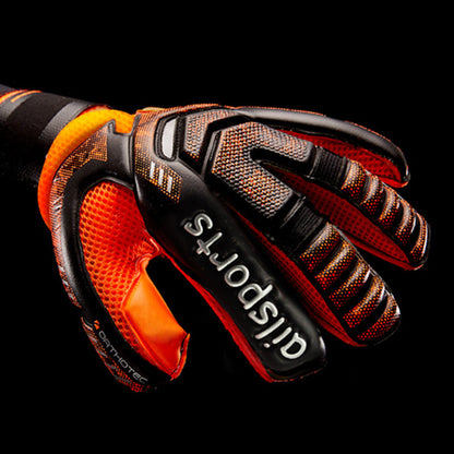Goalkeeper gloves with fingers by My Store, black and white design shown from the front