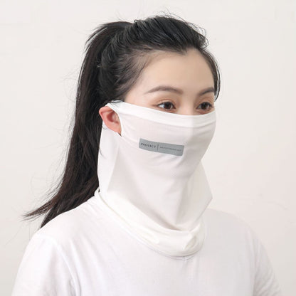 Ice silk sun protection mask for UV defense, lightweight face covering in smooth cooling fabric