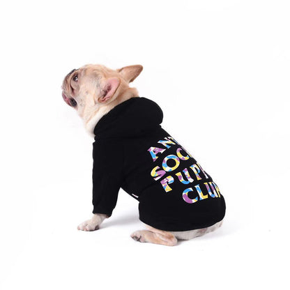 Plush hooded pet dog sweater clothes in soft fabric for small dogs
