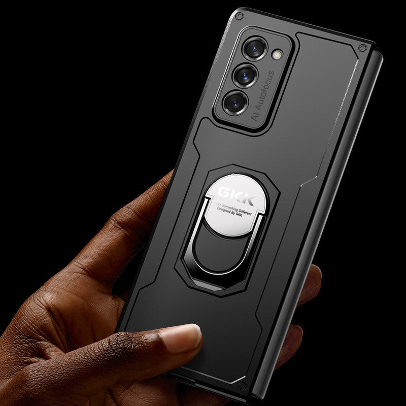 All-inclusive magnetic phone case with built-in stand, front and back view