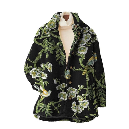 Women's 3D pattern flannel winter coat in a warm, textured design