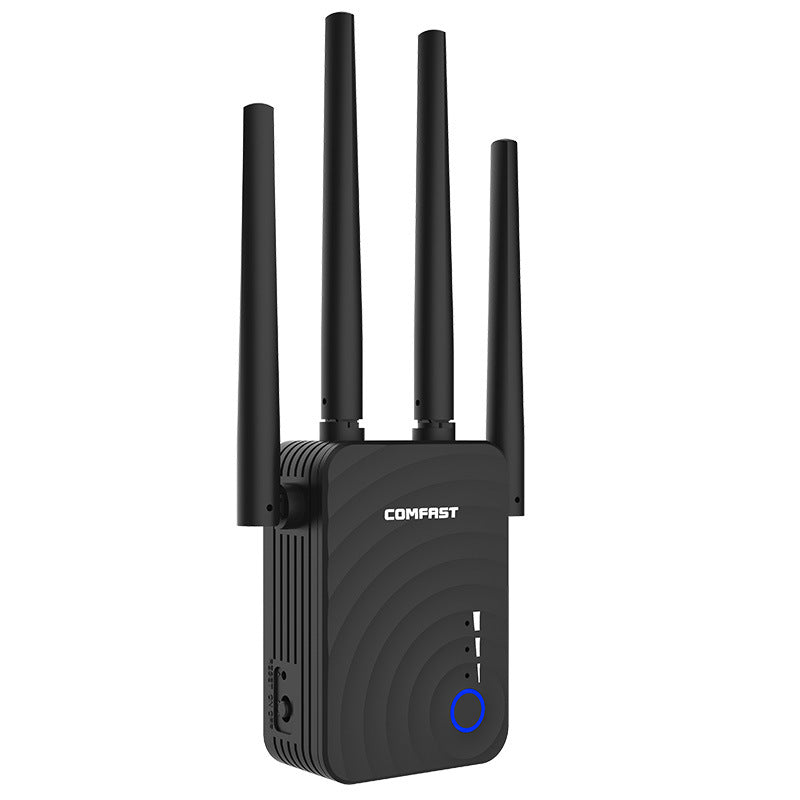 Dual-band 1200-megabit wireless relay router in compact white design