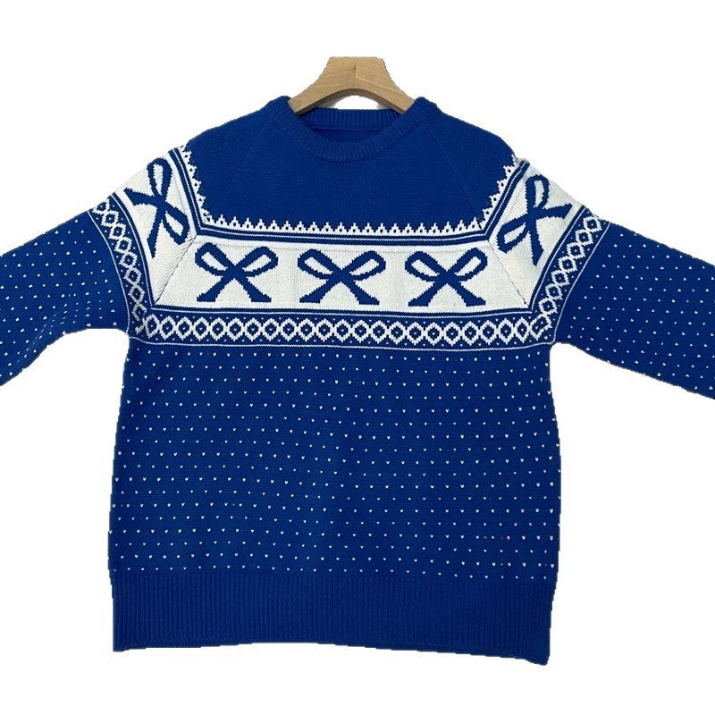 Women's autumn-winter jacquard knitted sweater in a textured cross-border design