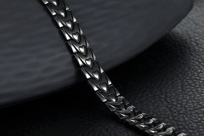 Heart-shaped magnet titanium steel bracelet, close-up view