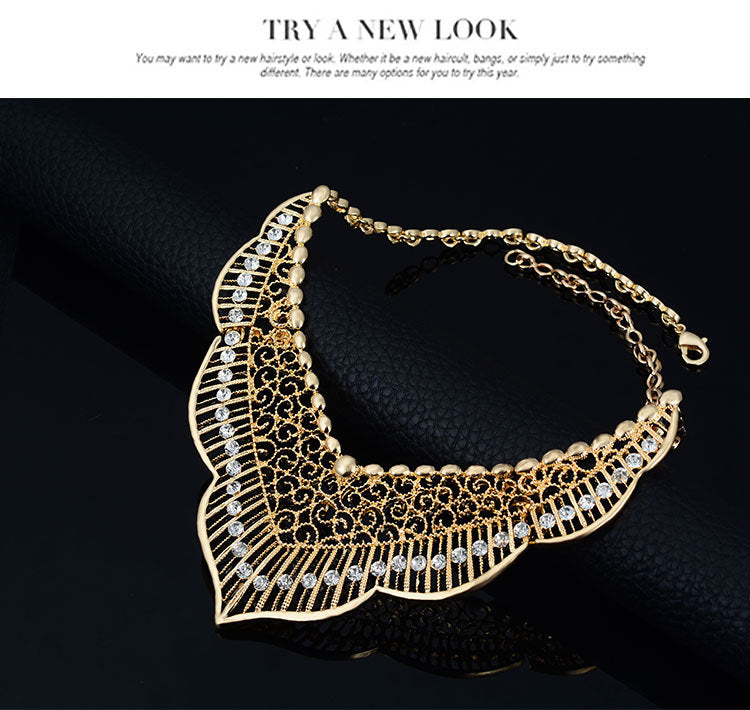 Wild style alloy necklace and earrings set with bold, eye-catching design